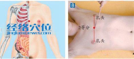 图解膻中穴的位置